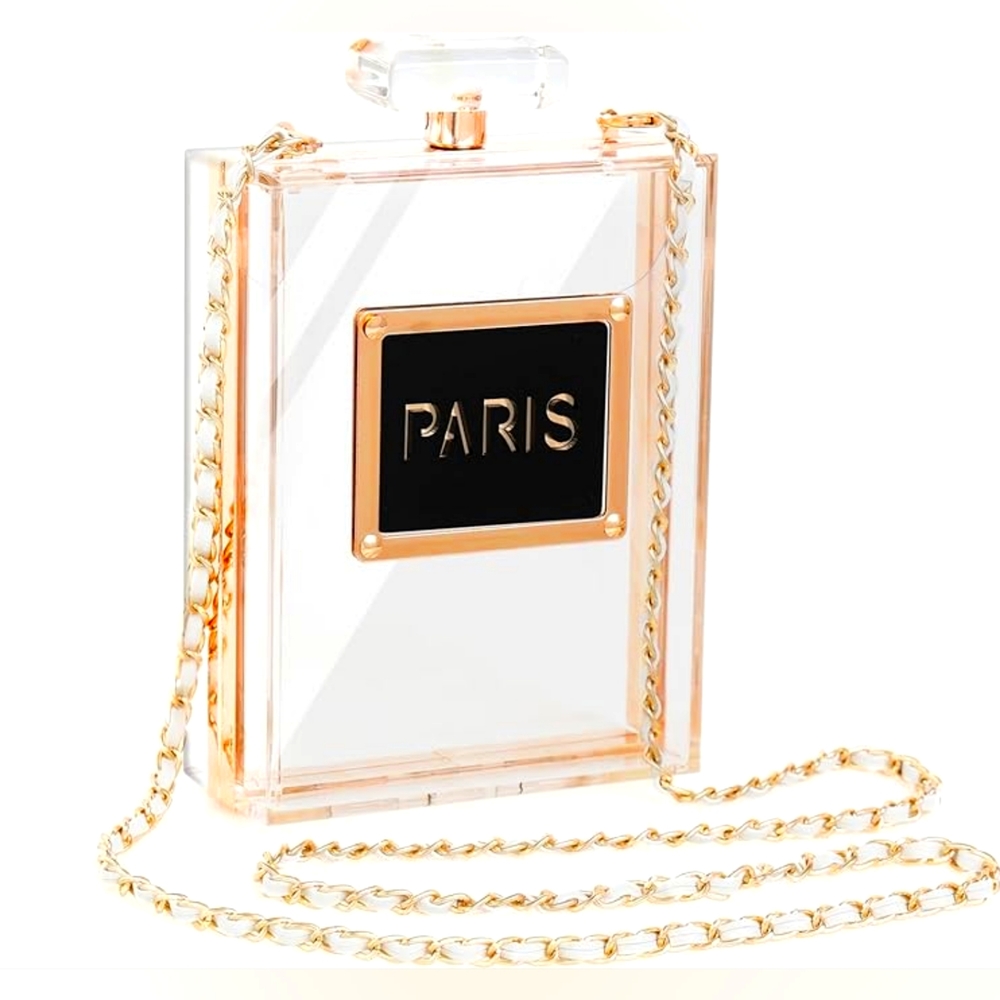 Beautiful Clear Paris Perfume Bottle Purse